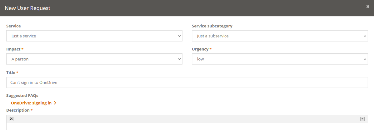 Suggested FAQs in user web portal